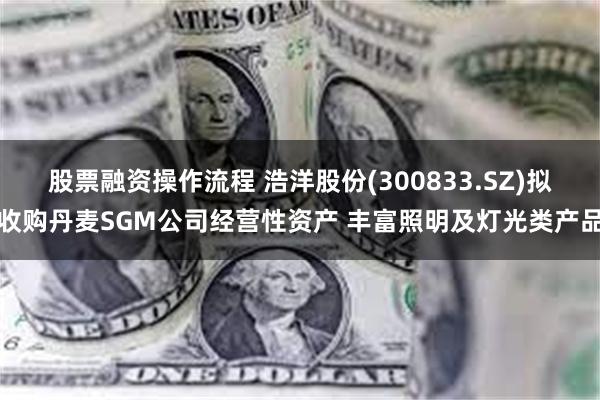 股票融资操作流程 浩洋股份(300833.SZ)拟收购丹麦SGM公司经营性资产 丰富照明及灯光类产品