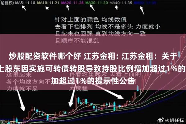 炒股配资软件哪个好 江苏金租: 江苏金租：关于持股5%以上股东因实施可转债转股导致持股比例增加超过1%的提示性公告