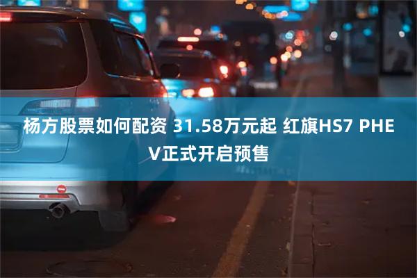 杨方股票如何配资 31.58万元起 红旗HS7 PHEV正式开启预售